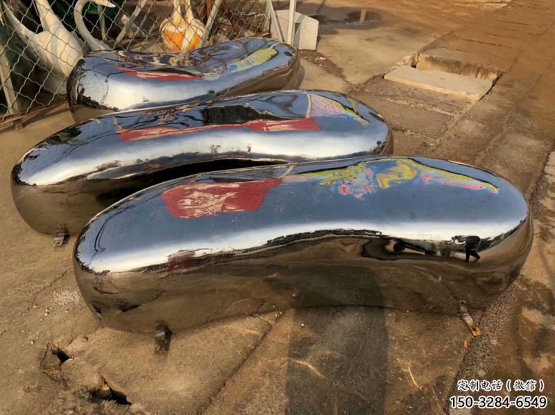 盤(pán)龍坐凳雕塑，小區(qū)園林雕塑，不銹鋼鏡面效果