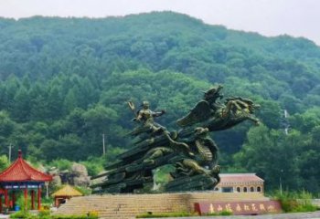 阿克蘇夸父逐日雕塑，鑄銅神話人物雕塑