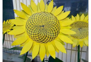 嘉興抽象花籃雕塑展品，小區(qū)雕塑，葵花花籃雕塑工程制作精選