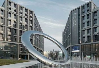 大渡口水簾圓環(huán)雕塑，直噴式旱地水景噴泉雕塑