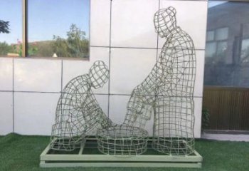 大渡口鏤空洗腳雕塑制作，園林裝飾，鐵藝孝道人物雕塑