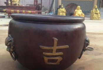 萬盛吉字銅缸雕塑-青銅鑄造